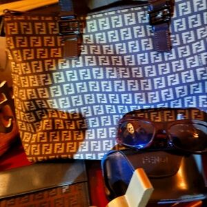 Authentic Fendi tote, glasses, case, and wallet